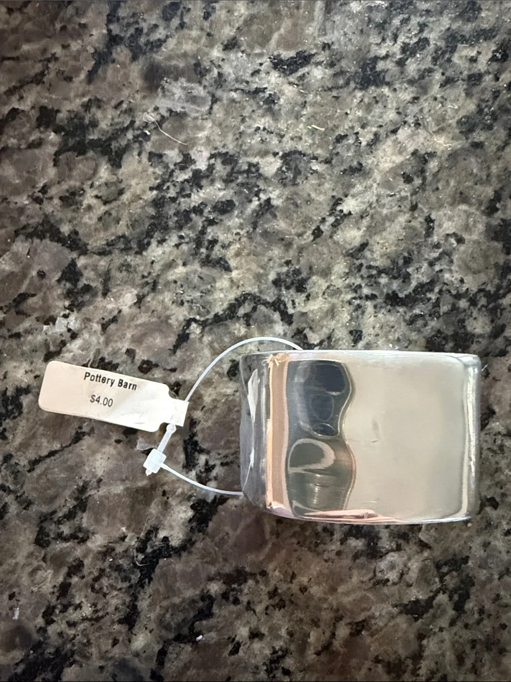 Pottery Barn Silver Square Metal Napkin Rings - Set of 7